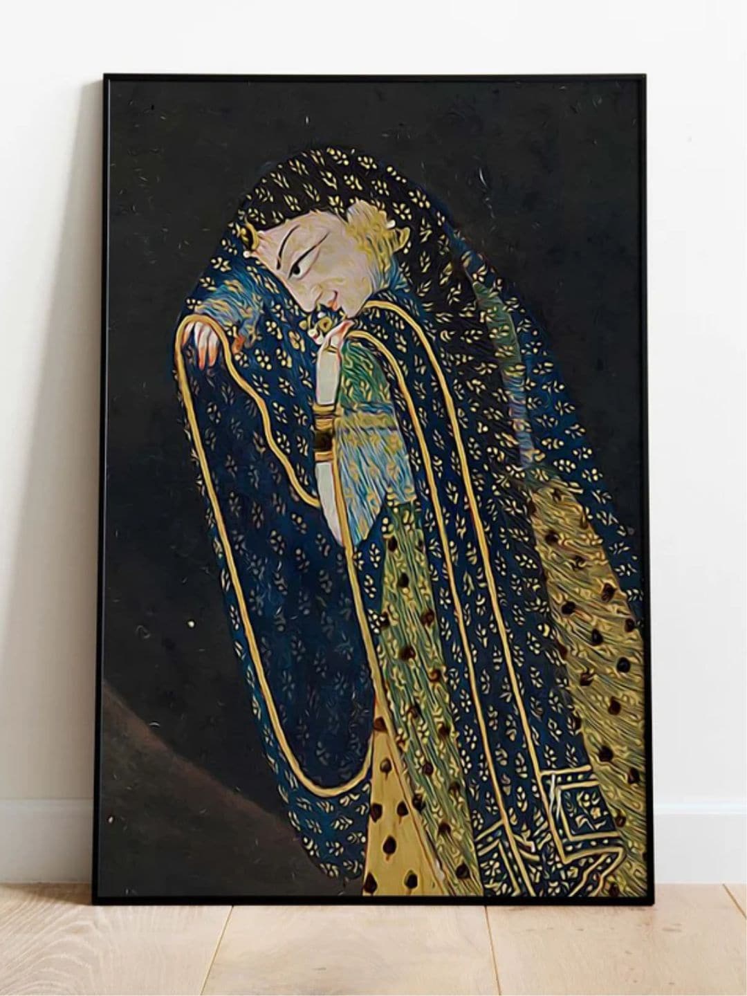 

INDIAN CLASSIC ART Blue & Green Princess Painting Framed Wall Art
