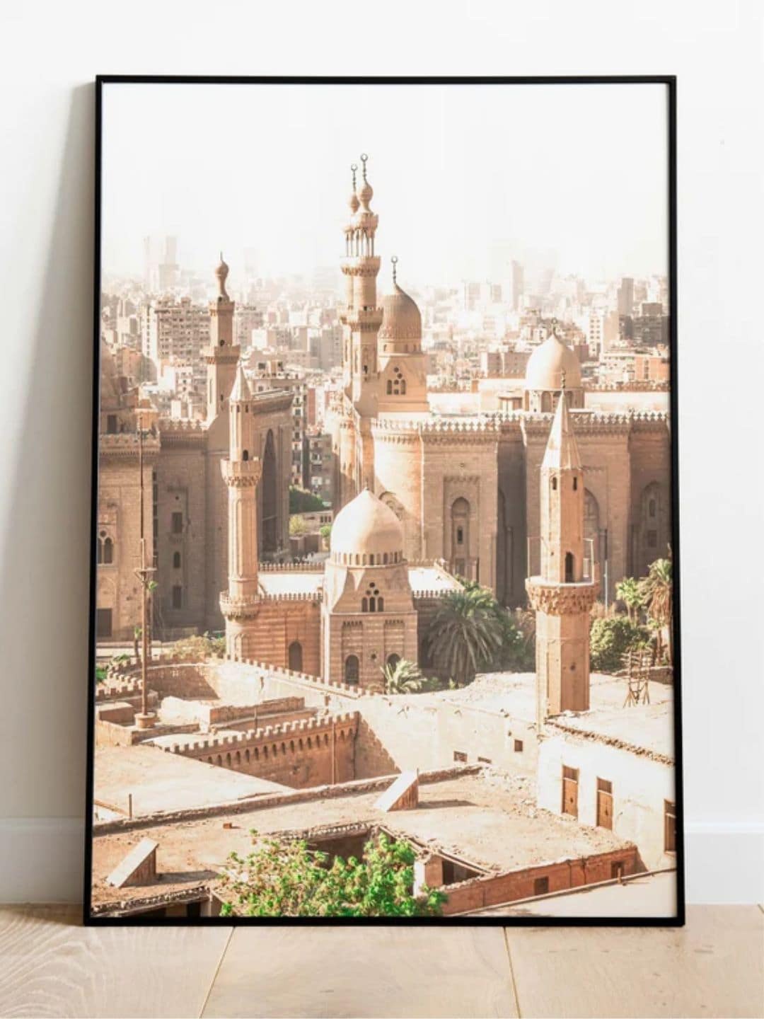 

INDIAN CLASSIC ART Beige & White Cairo Painting Framed Wall Art