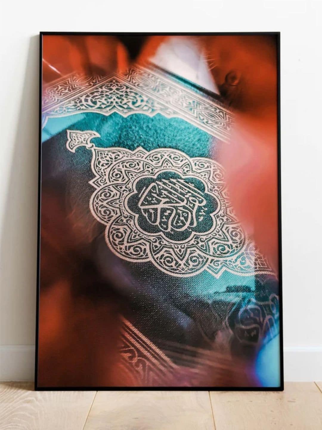 

INDIAN CLASSIC ART White & Blue Islamic Painting Framed Wall Art
