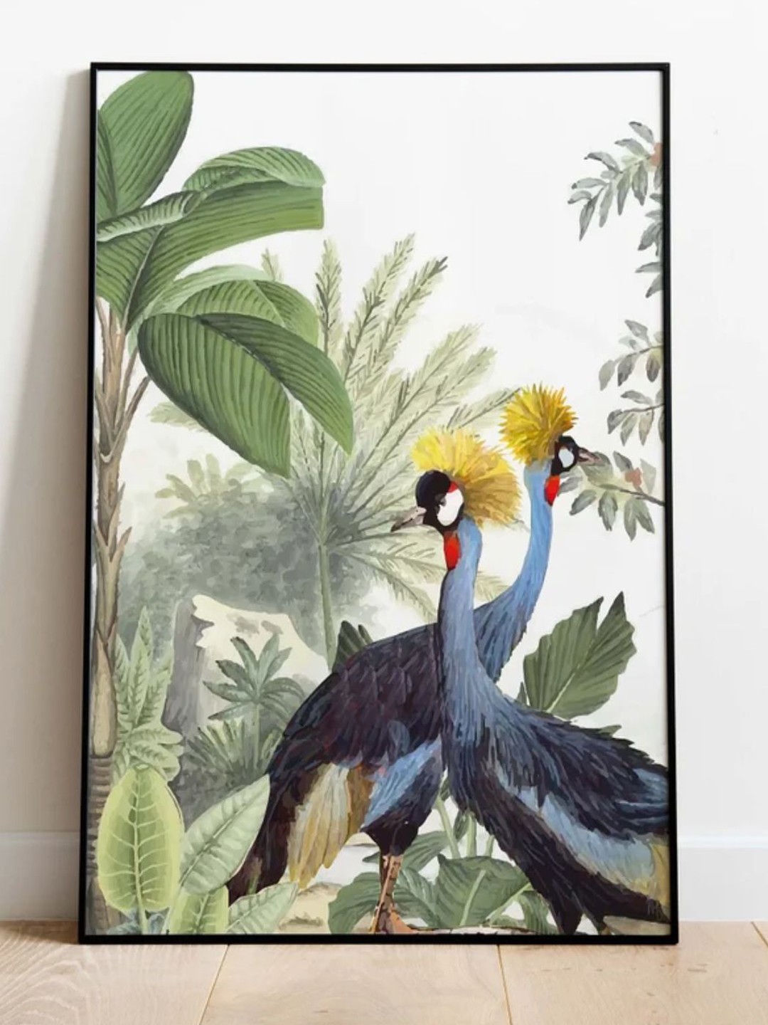 

INDIAN CLASSIC ART White & Green Forest Painting Wall Art