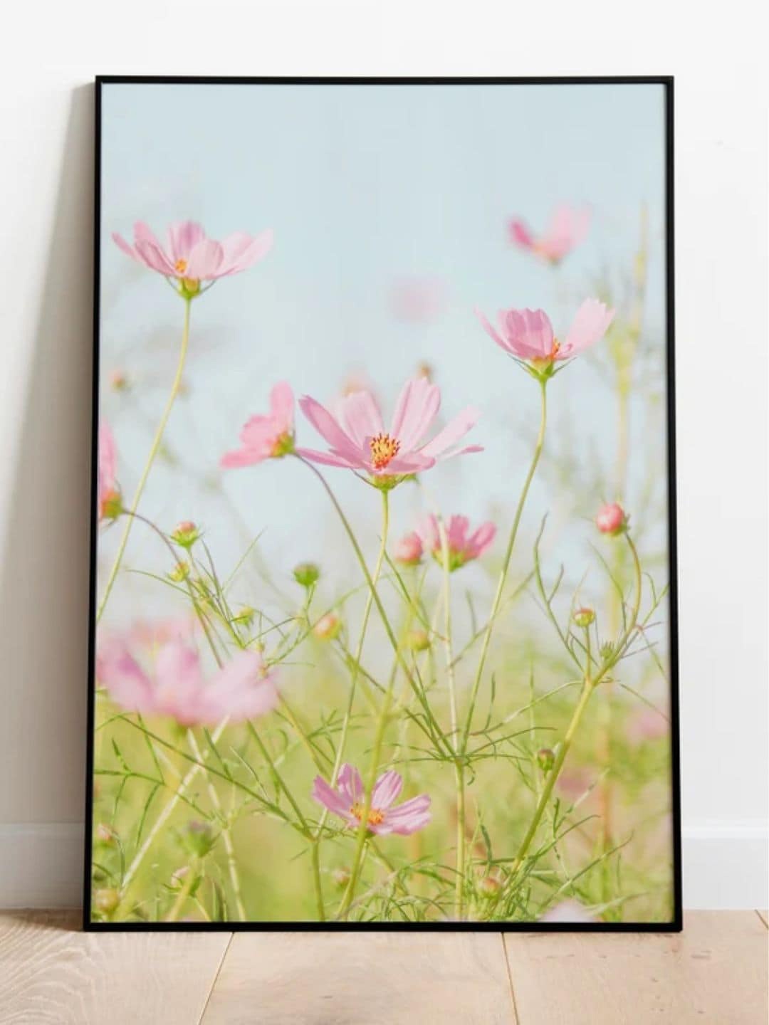 

INDIAN CLASSIC ART Green & Pink Flowers Painting Framed Wall Art