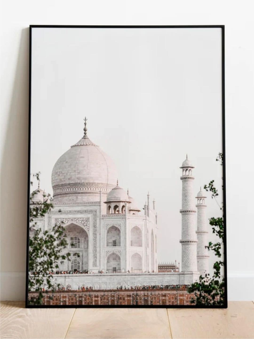 

INDIAN CLASSIC ART White & Green Taj Mahal Printed Framed Wall Art