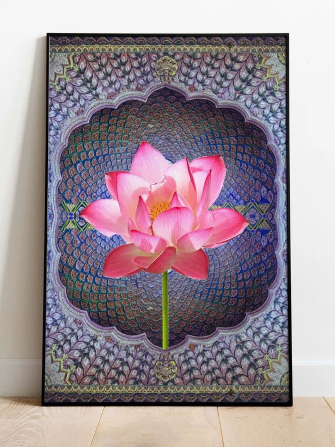 

INDIAN CLASSIC ART Grey & Pink Indian Classic Painting Framed Wall Art