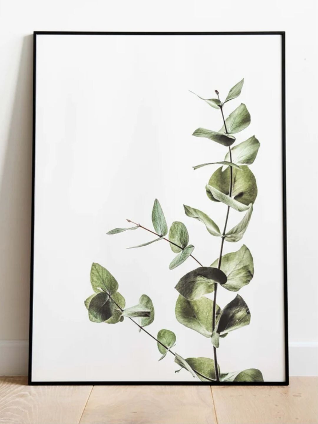 

INDIAN CLASSIC ART White & Green Leaf Botanical Painting Wall Art