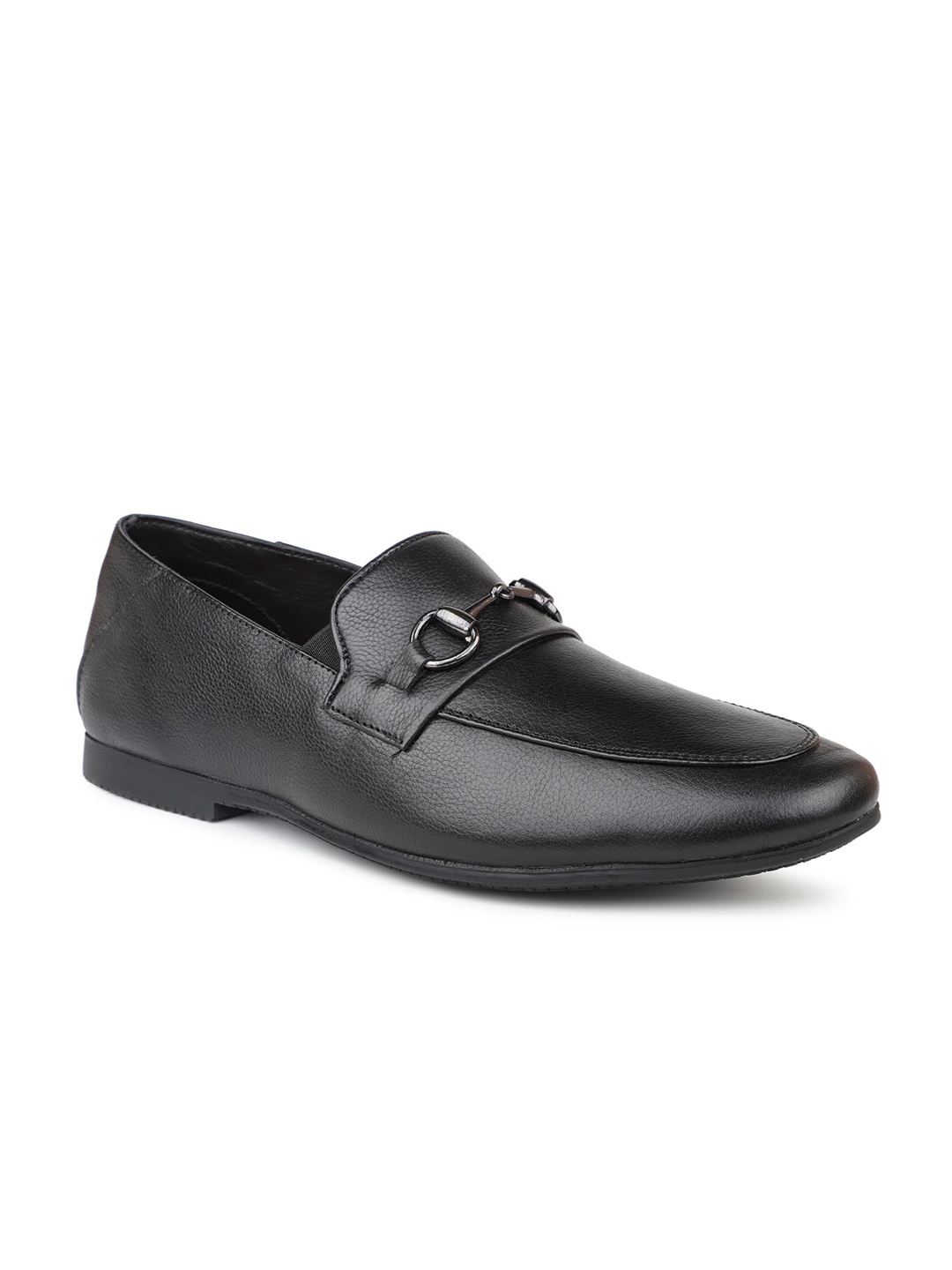 

ATESBER by Inc.5 Men Embellished Leather Formal Horsebit Loafers, Black