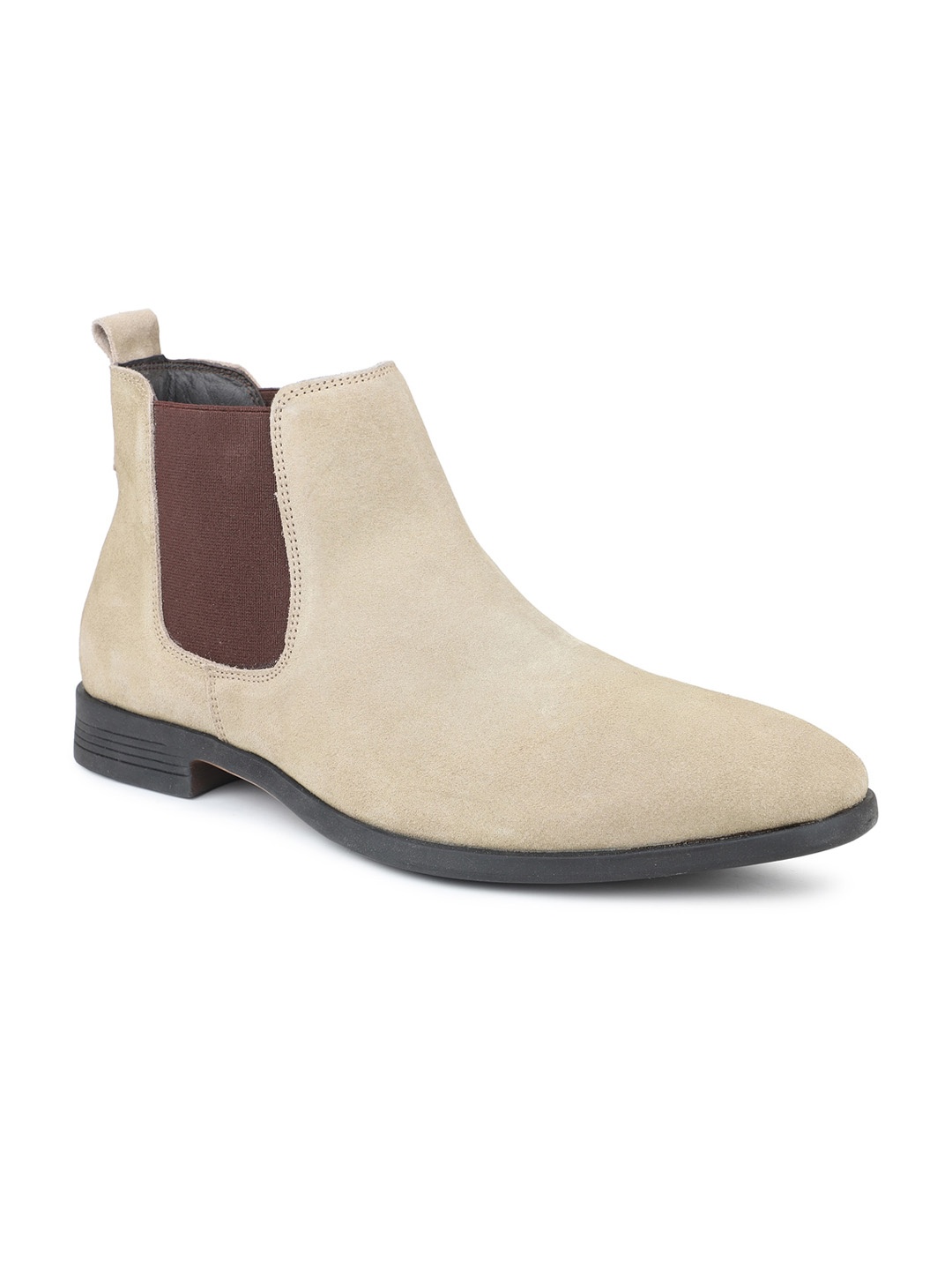 

PRIVO by Inc.5 Men Mid Top Suede Block Heel Chelsea Boots, Beige