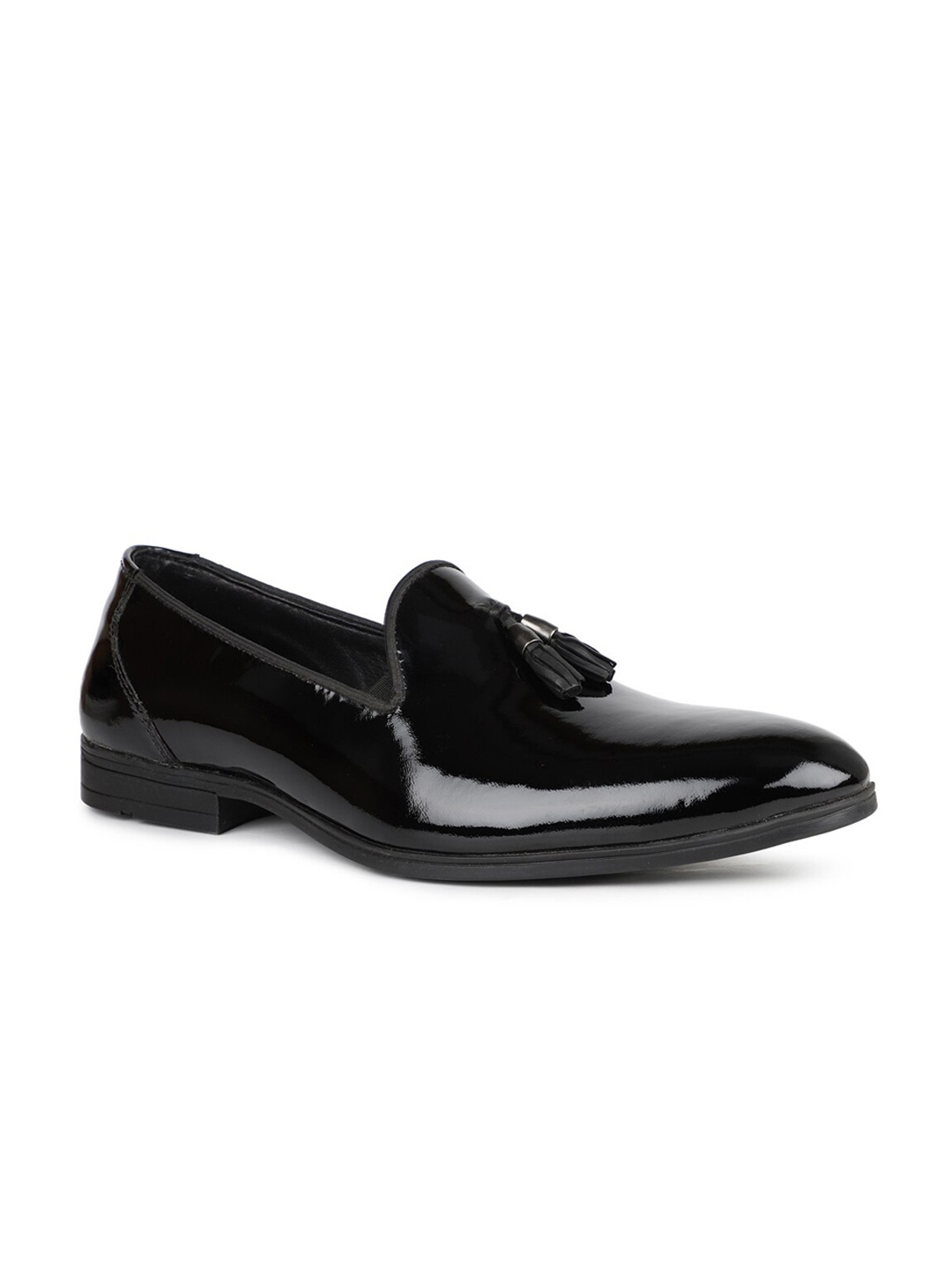 

PRIVO Men Tasseled Leather Formal Loafers, Black