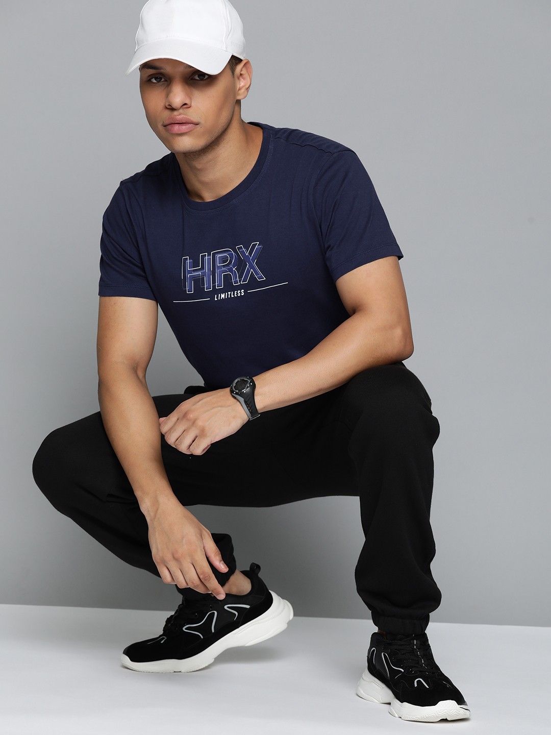 

HRX by Hrithik Roshan Men Typography Printed Bio Finish T-shirt, Navy blue