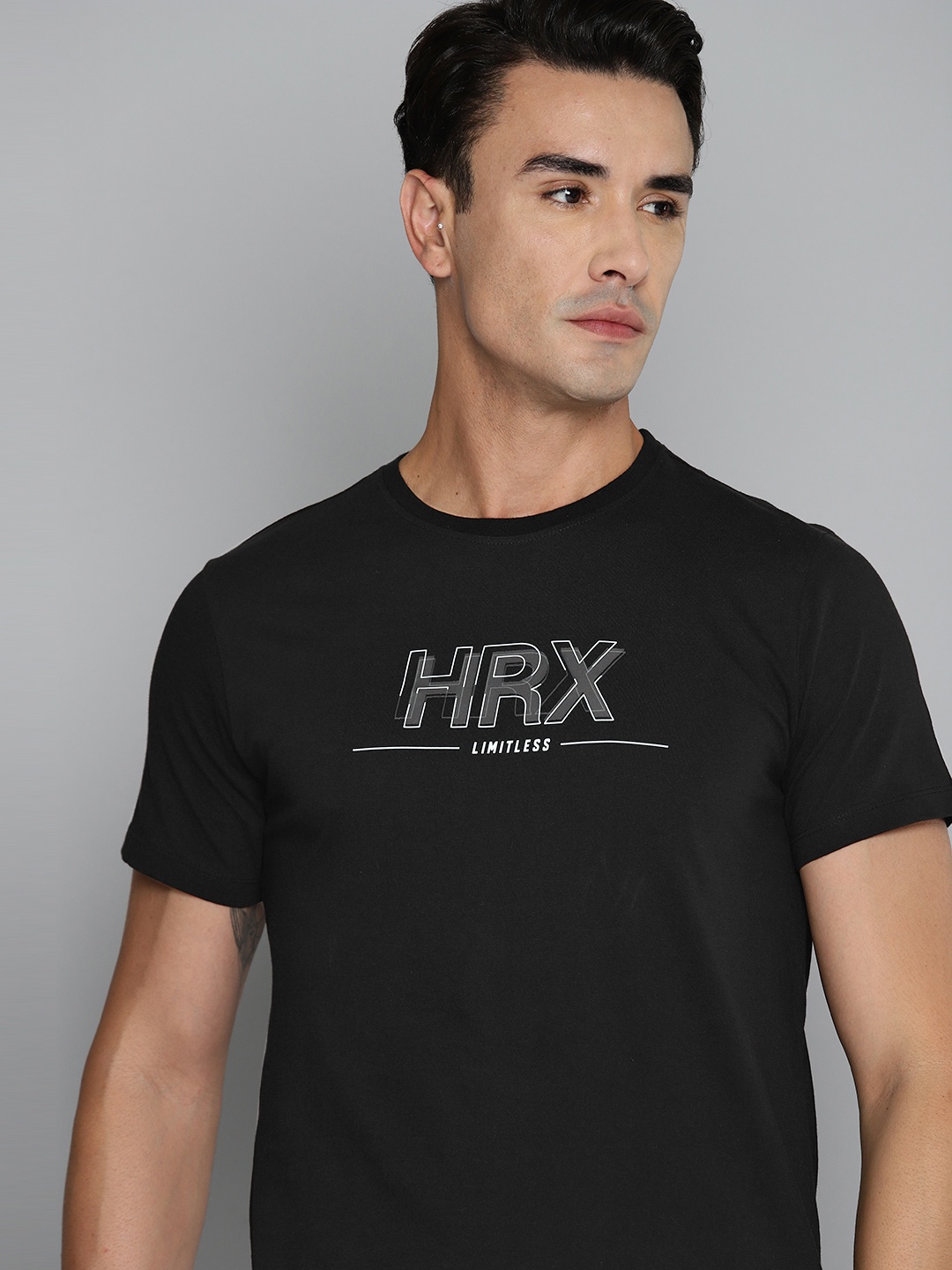 

HRX by Hrithik Roshan Men Black Typography Bio Finish T-shirt