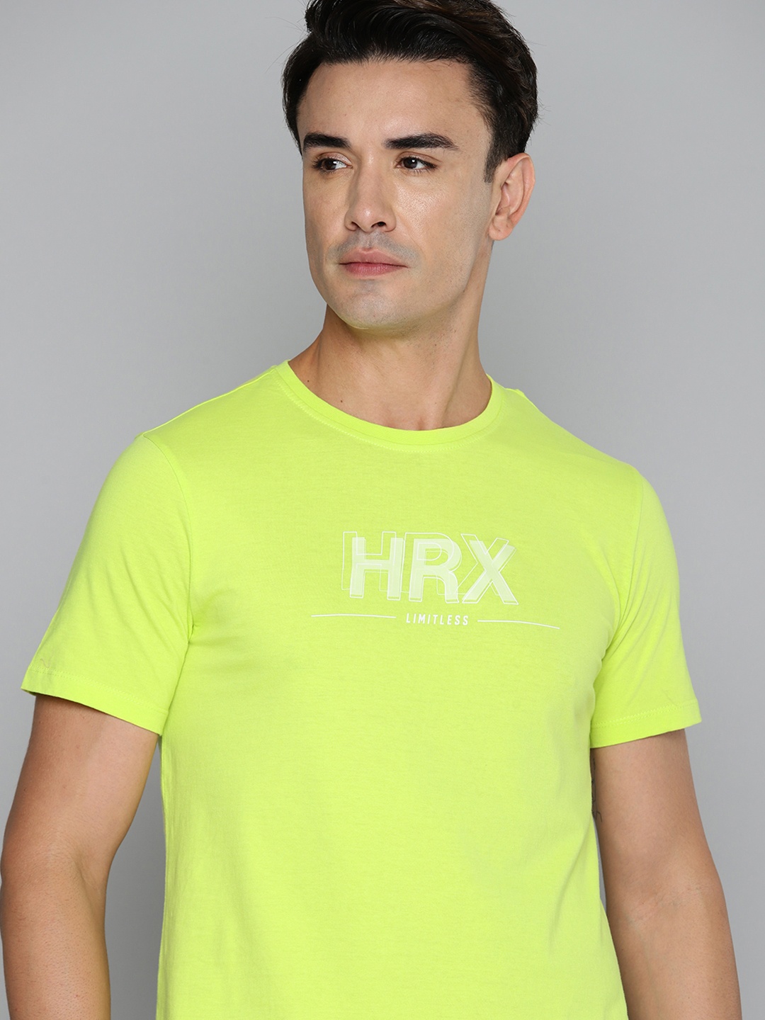 

HRX by Hrithik Roshan Men Lime Green Typography Bio Finish T-shirt