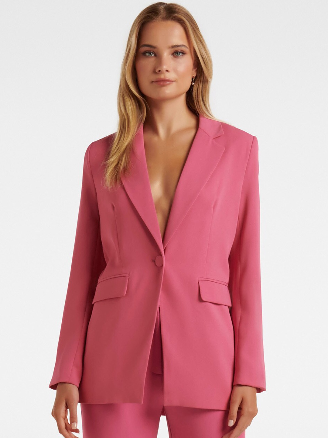 

Forever New Tailored-Fit Single Breasted Notched Lapel Formal Blazers, Pink