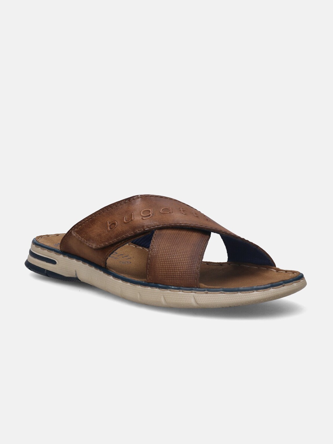 

Bugatti Men Dario Cross Strap Leather Comfort Sandals, Brown