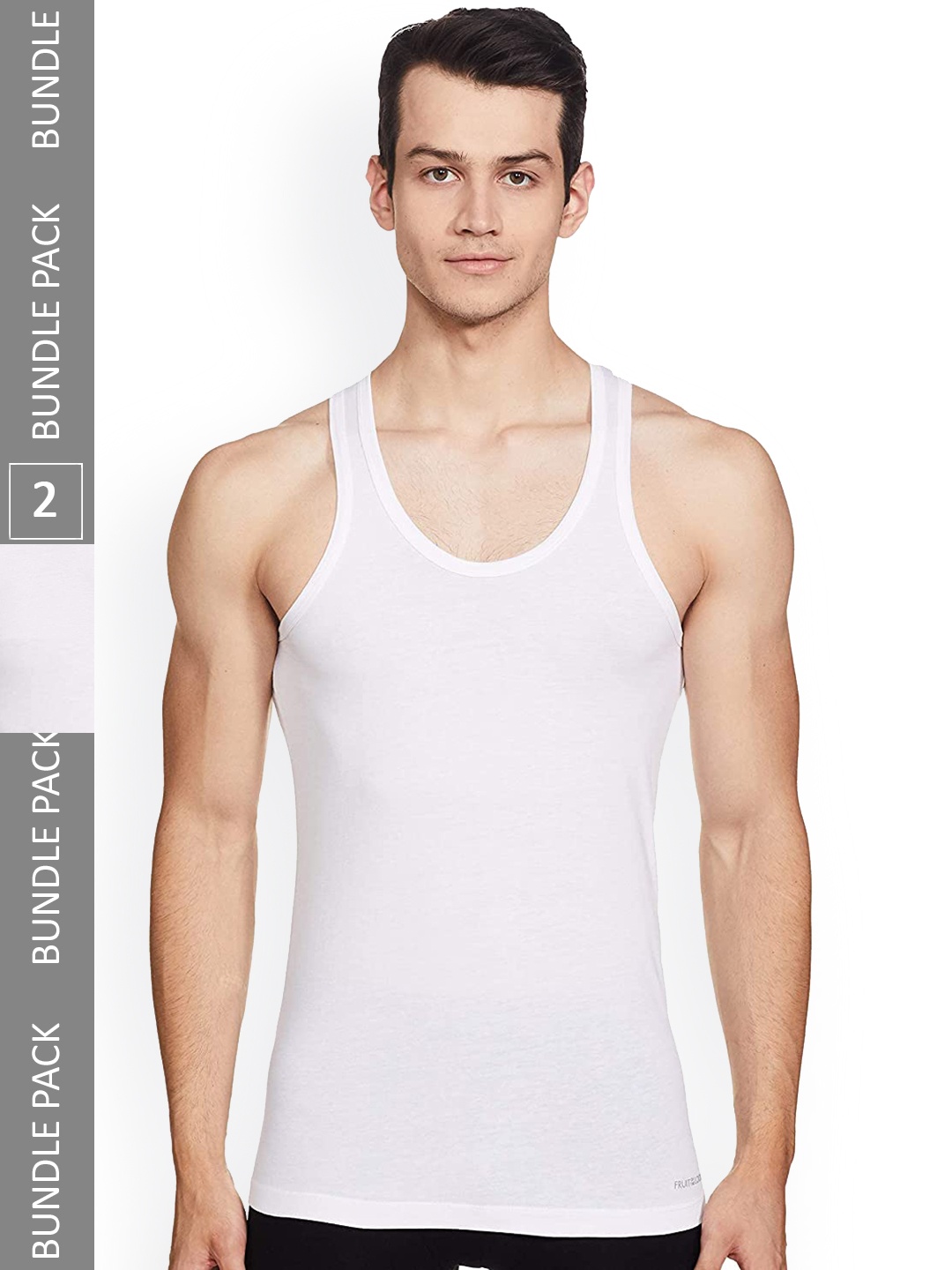 

Fruit of the Loom Men Pack of 2 Deep Neck Innerwear Vest MVT01-2P-White