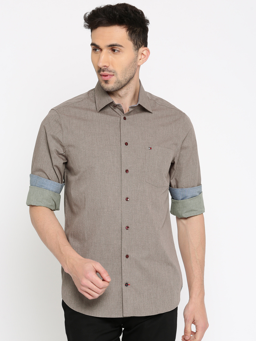 

Tommy Hilfiger Men Grey Tailored Slim Fit Printed Casual Shirt