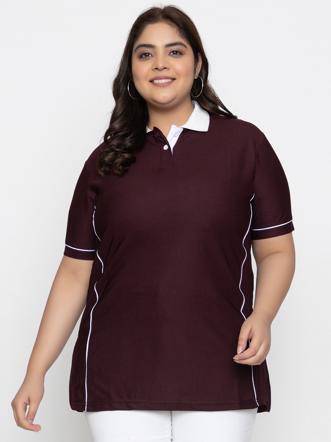 

KEPA Plus Size Polo Collar Short Sleeves Cotton Casual T-Shirt, Maroon