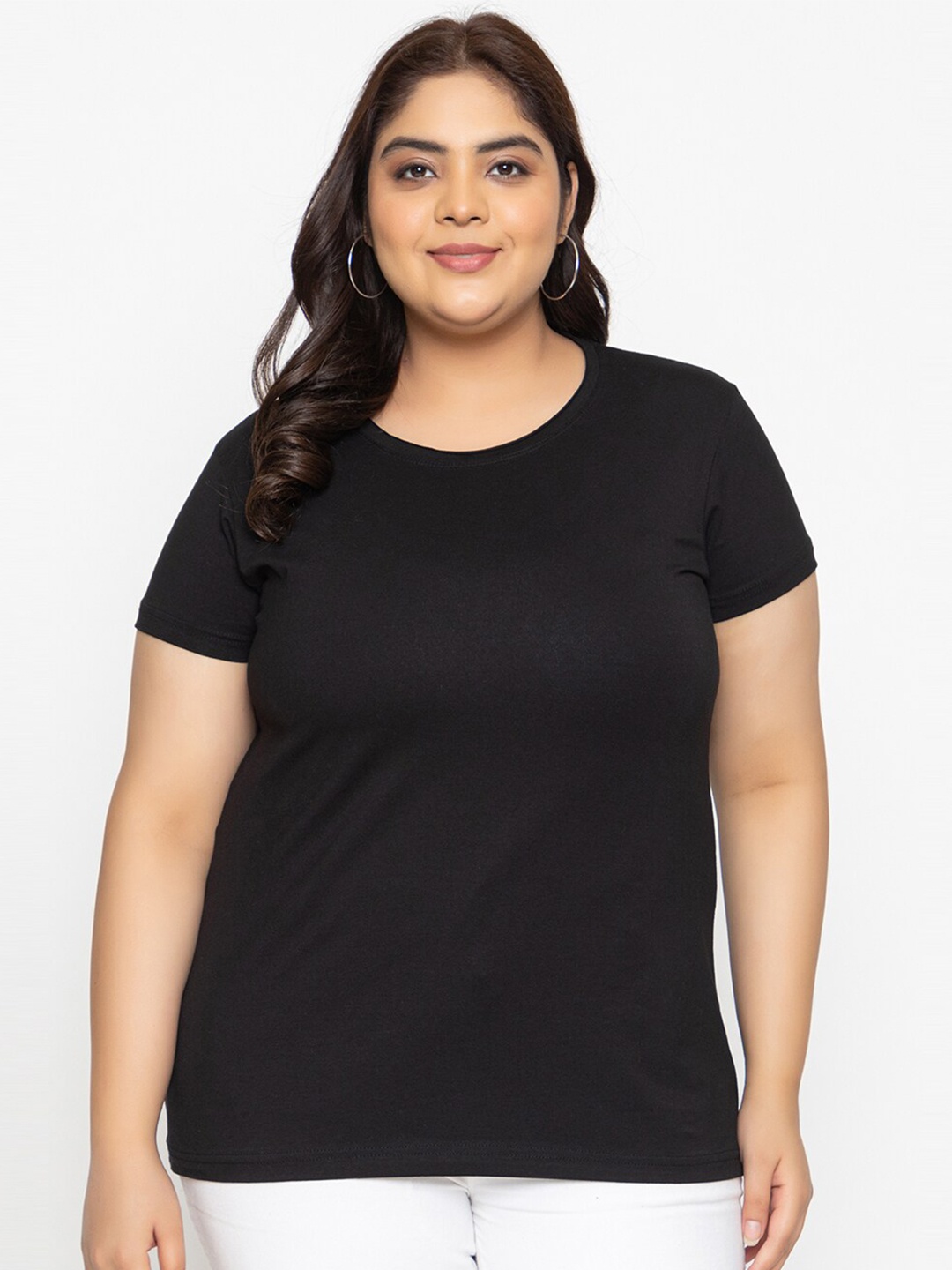 

KEPA Plus Size Round Neck T-shirt, Black