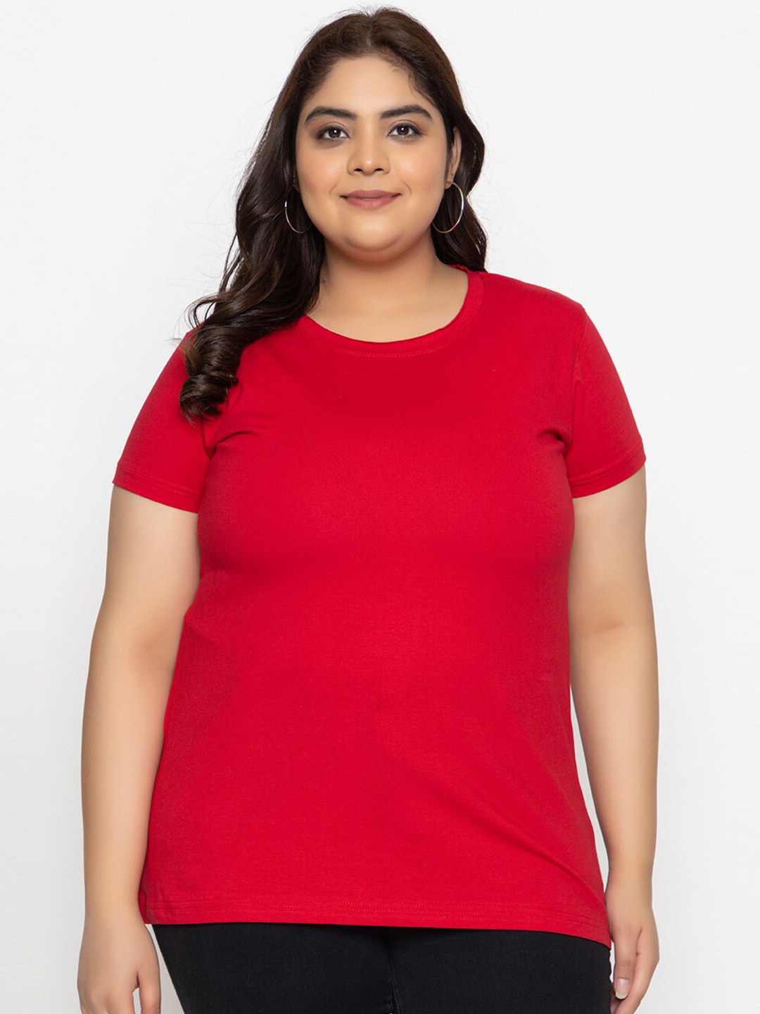 

KEPA Plus Size Round Neck T-shirt, Red