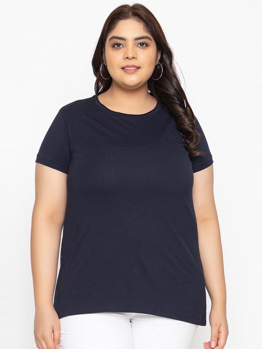 

KEPA Plus Size Round Neck T-shirt, Navy blue