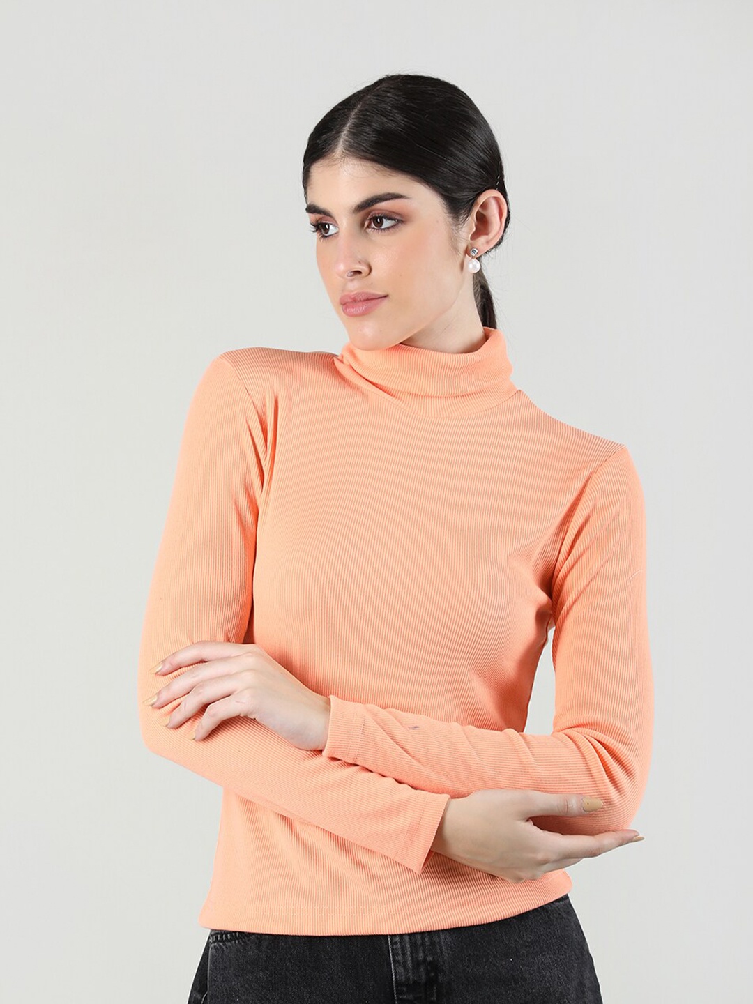

KEPA Turtle Neck Cotton T-shirt, Peach