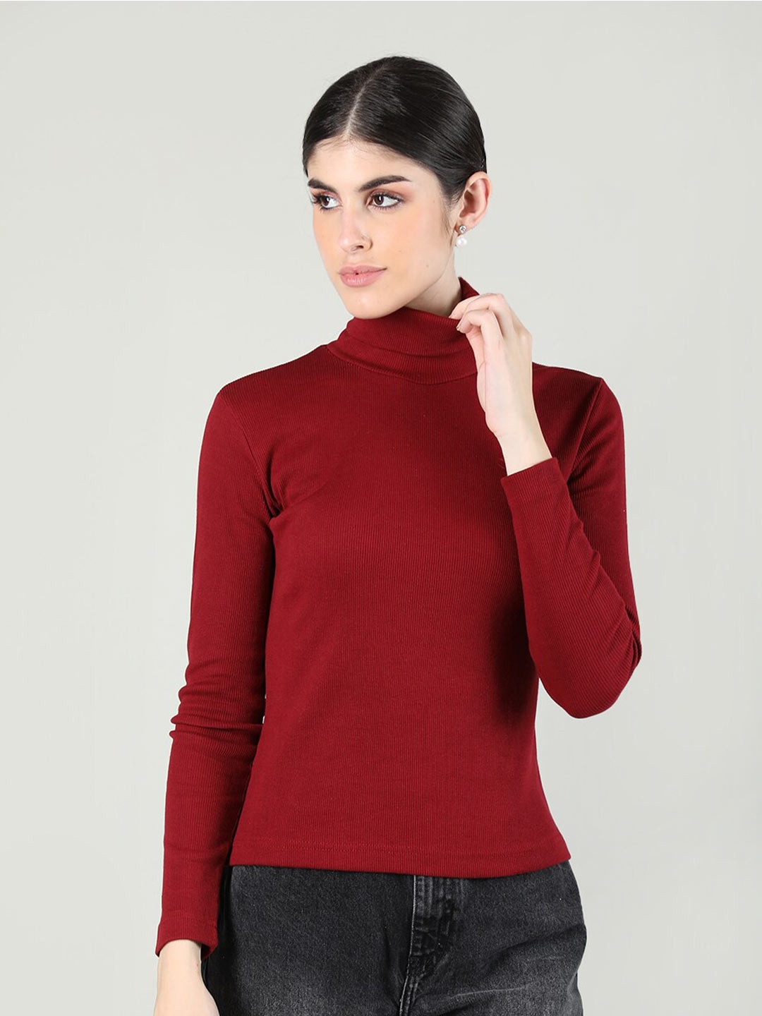 

KEPA Turtle Neck Cotton T-shirt, Maroon