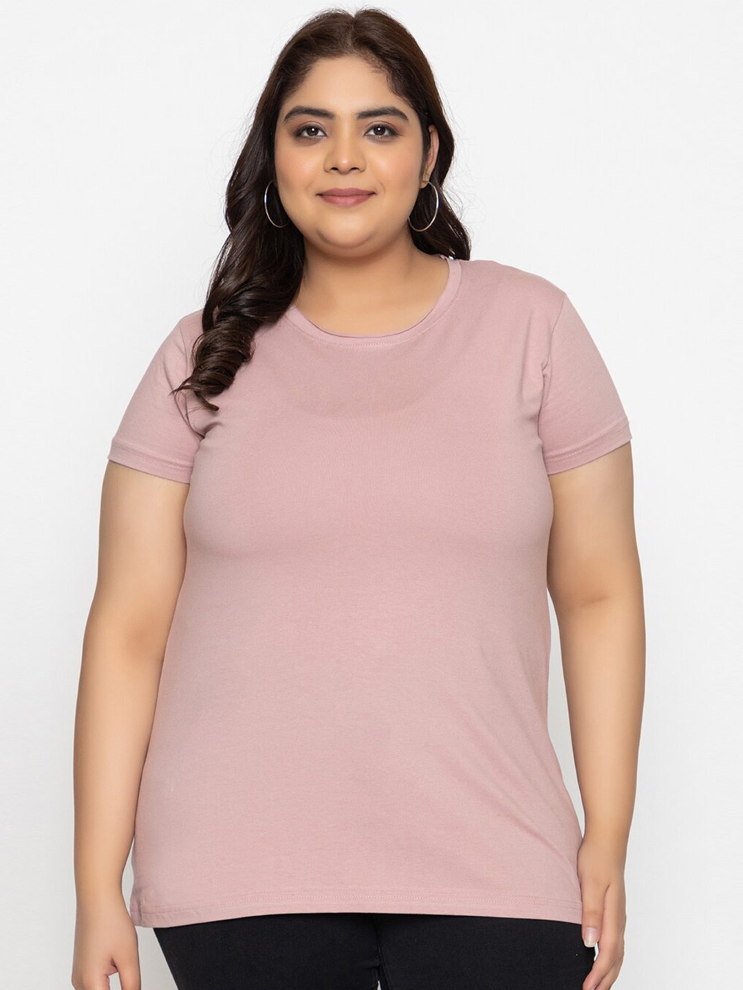 

KEPA Plus Size Round Neck T-shirt, Peach
