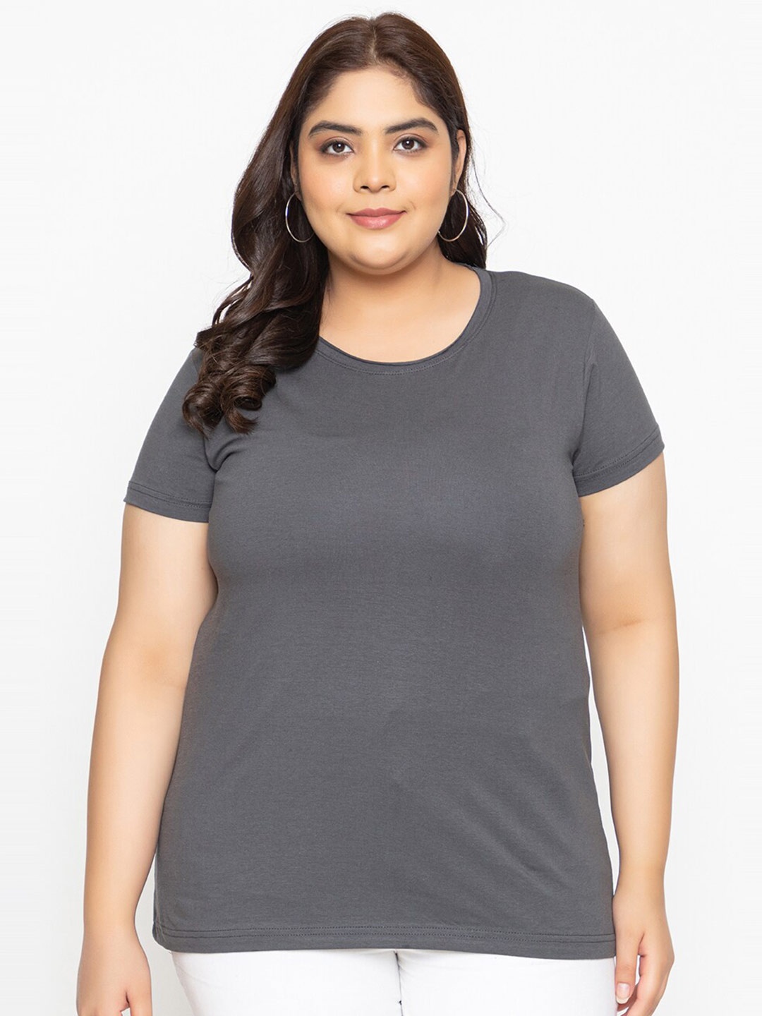 

KEPA Plus Size Round Neck T-shirt, Grey