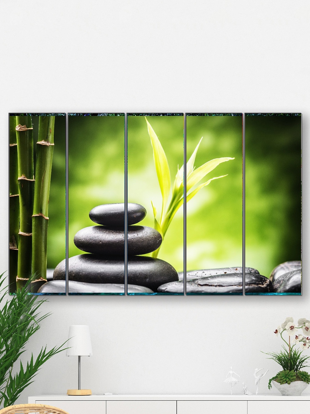 

SAF Green & Black 5 Pieces Painting Wall Art