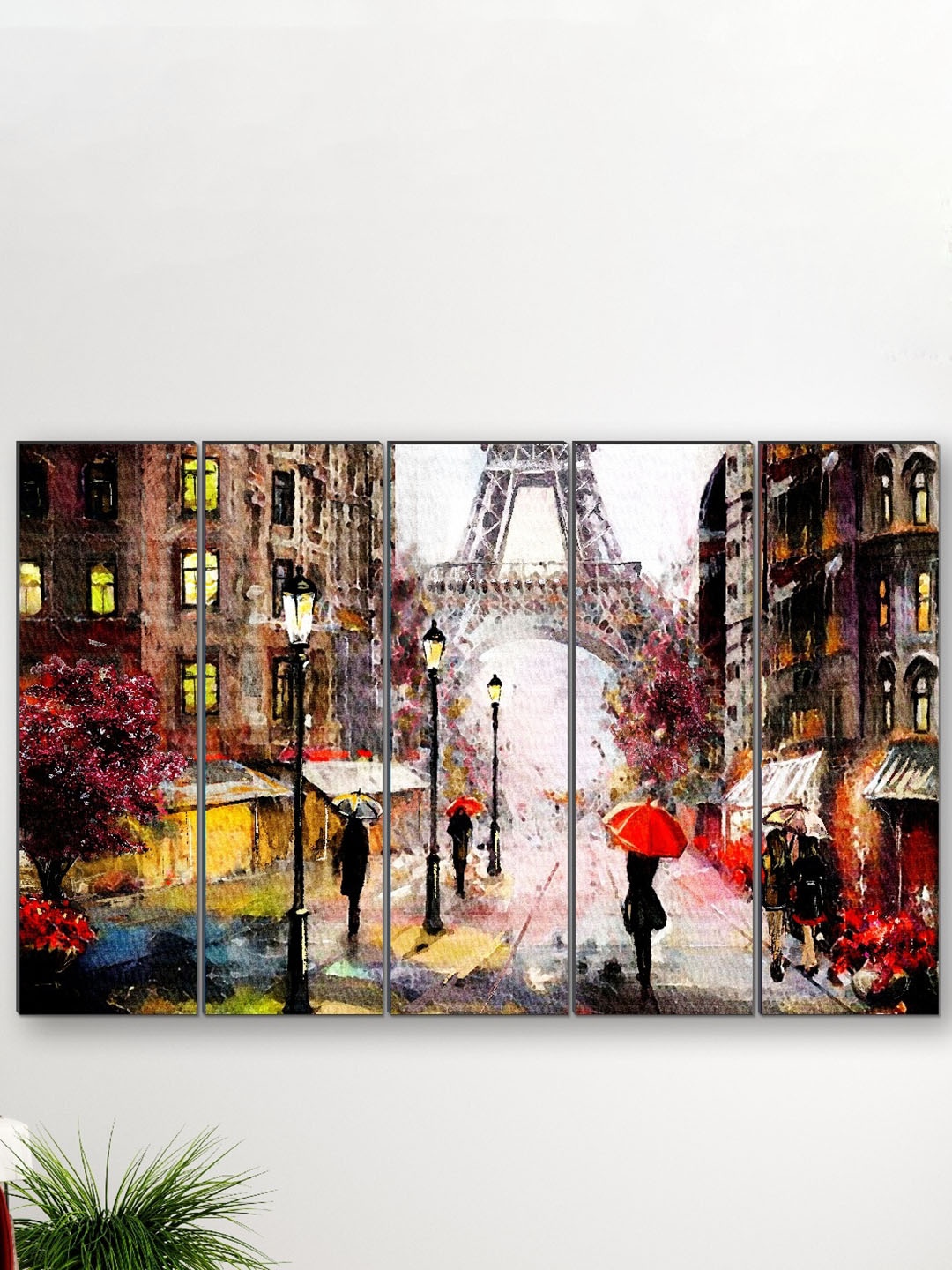 

SAF Brown & White 5 Pieces Eiffle Tower Printed Wall Art