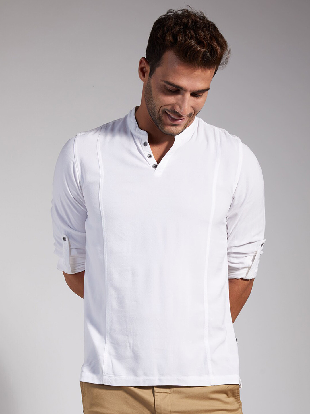 

IDENTITI Men Slim Fit Casual T-Shirt, White