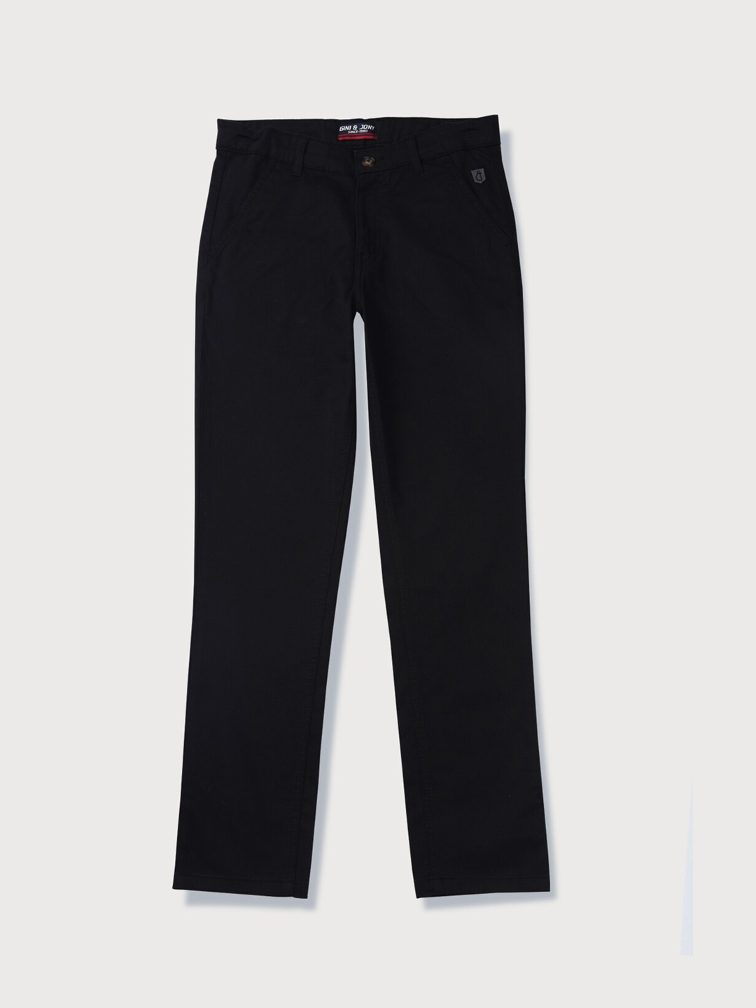 

Gini and Jony Boys Mid-Rise Cotton Trousers, Black