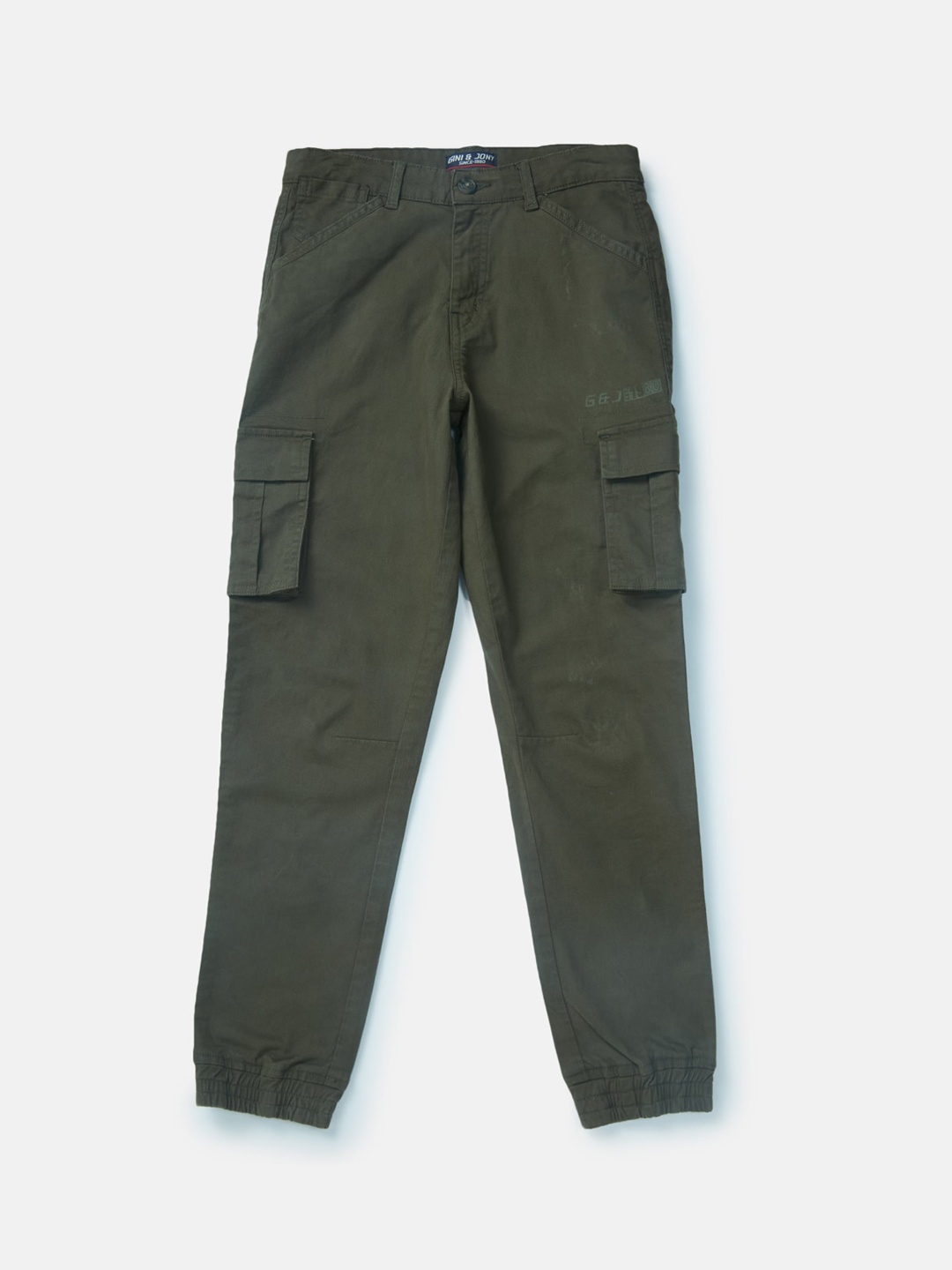 

Gini and Jony Boys Mid-Rise Cotton Joggers, Olive