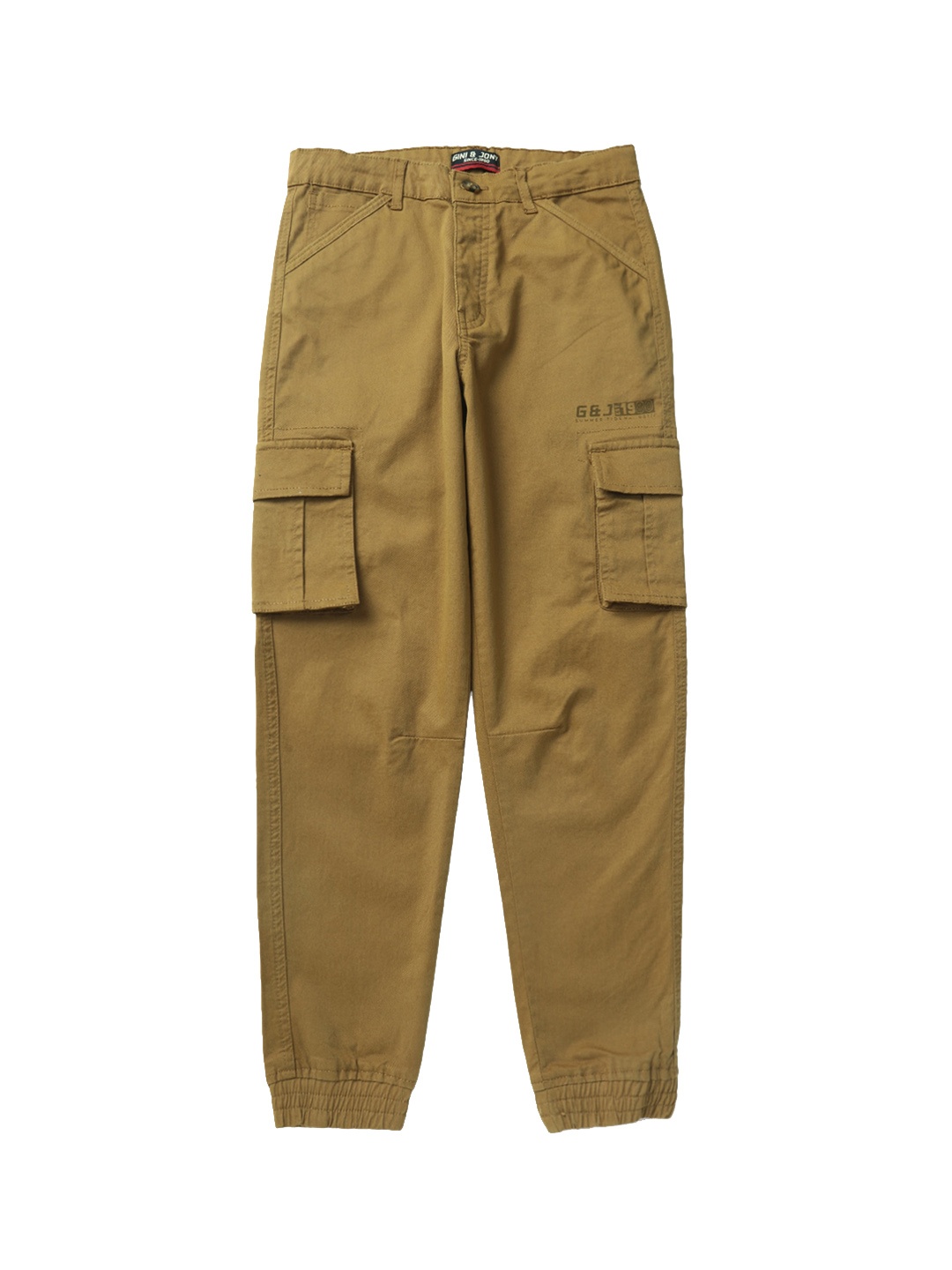 

Gini and Jony Boys Mid Rise Cotton Joggers, Brown
