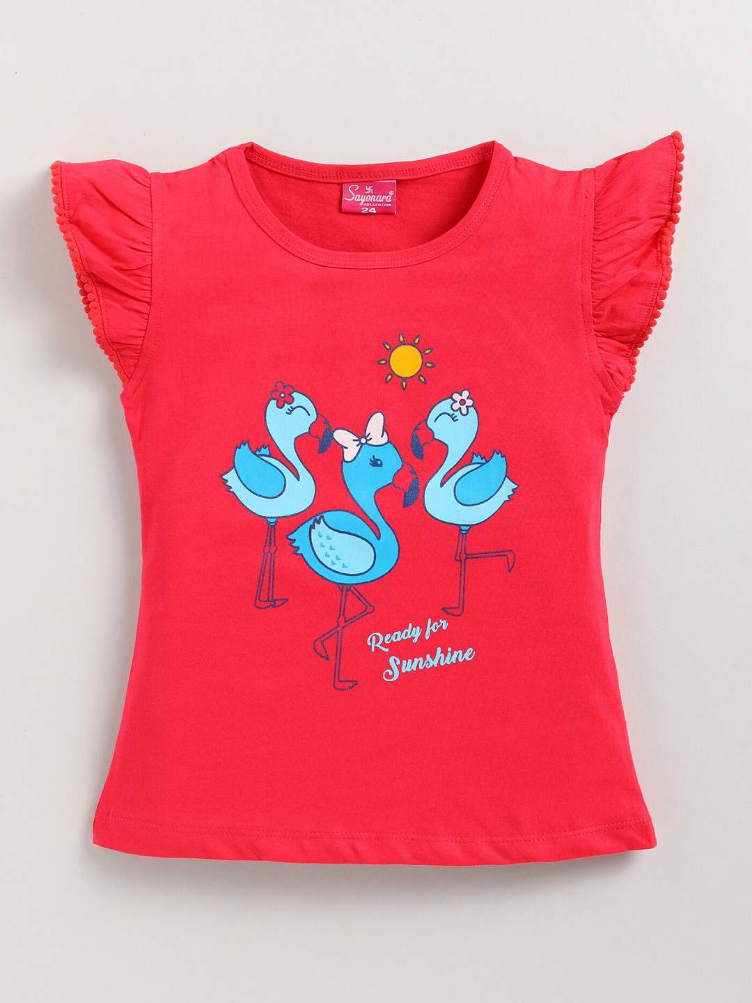 

Redden Girls Graphic Print Pure Cotton Top, Pink