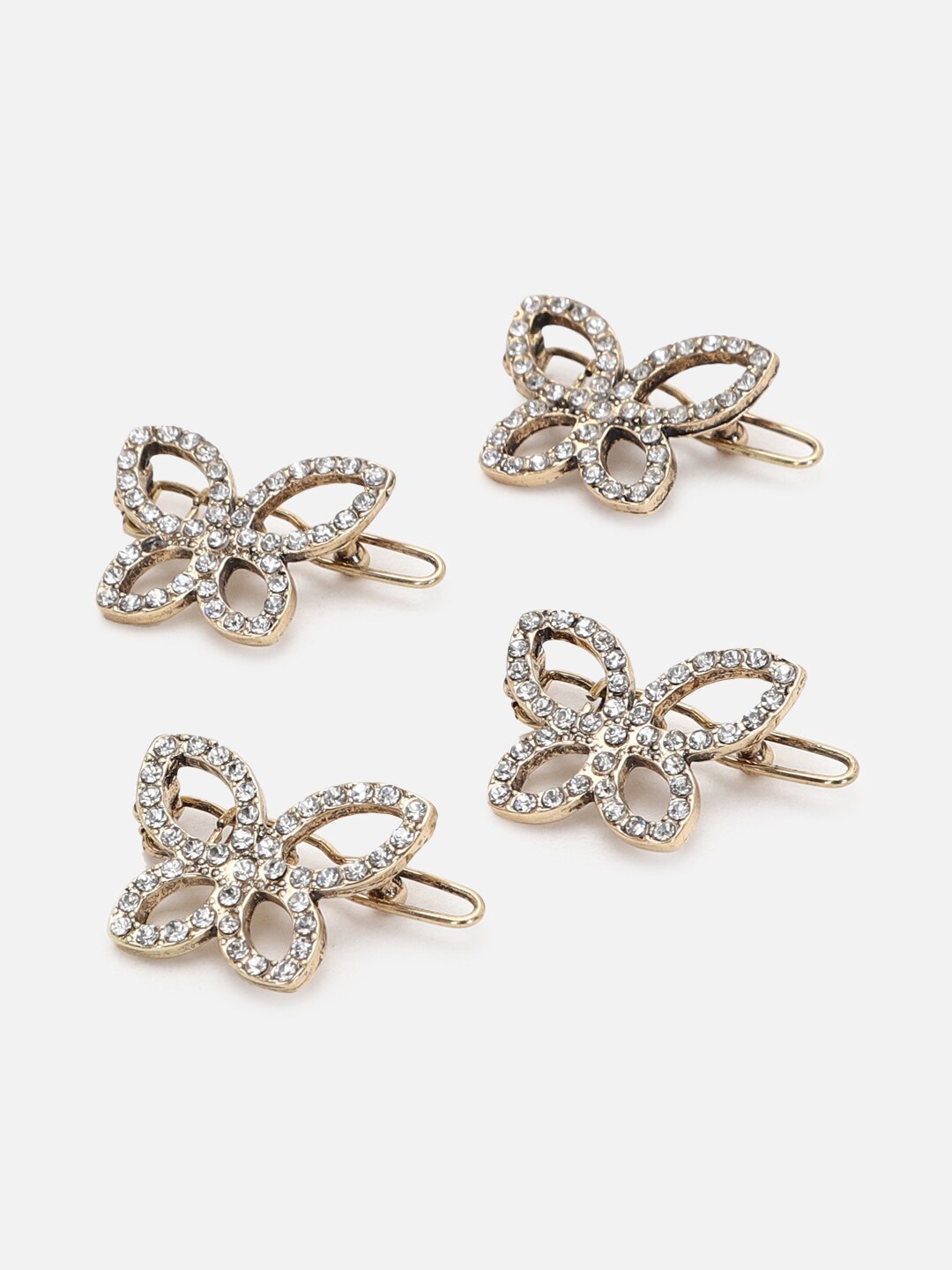 

FOREVER 21 Women Set of 4 Beaded Bumpit Hair Pin, Gold