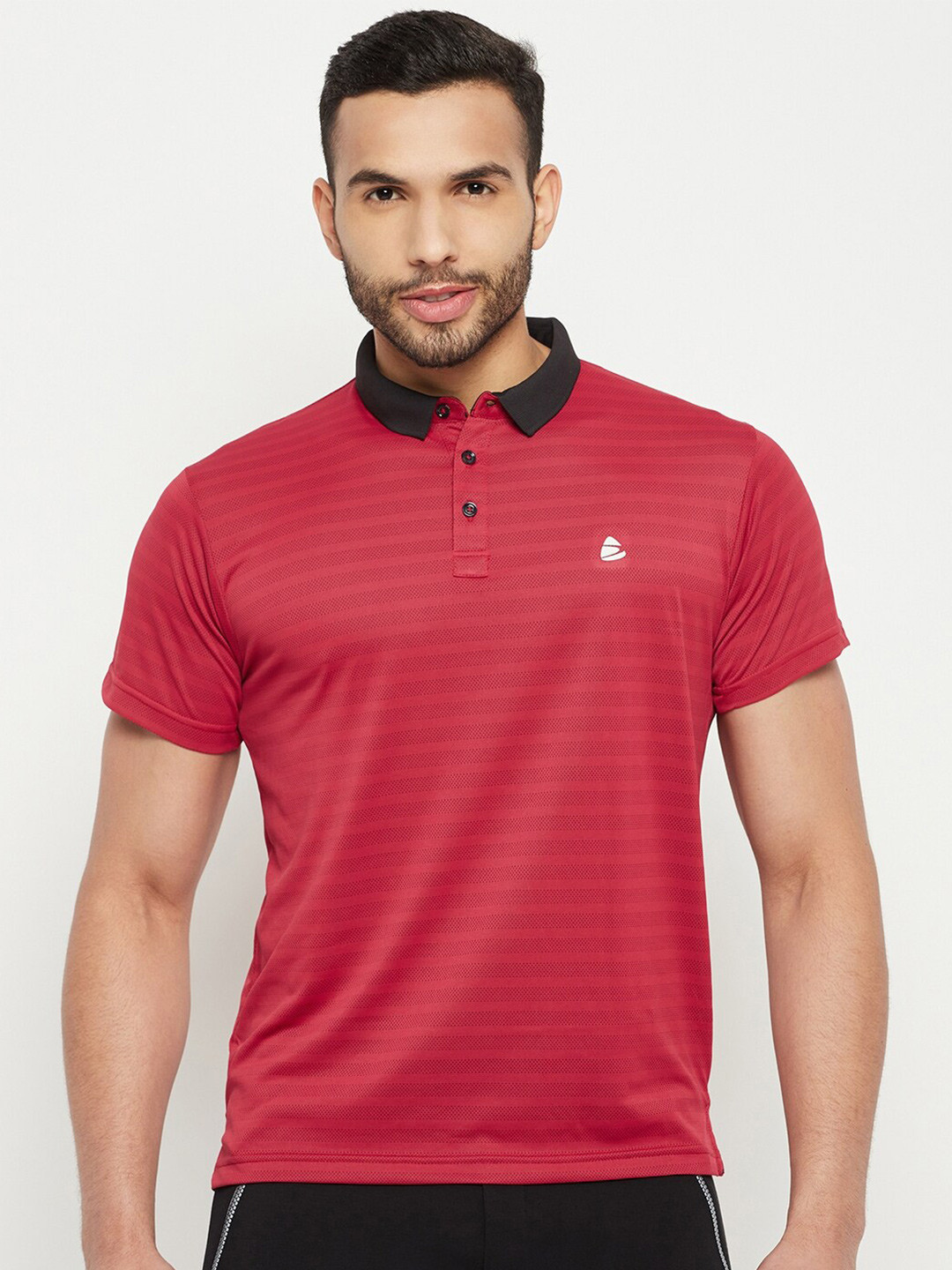 

Duke Striped Polo Collar T-shirt, Red