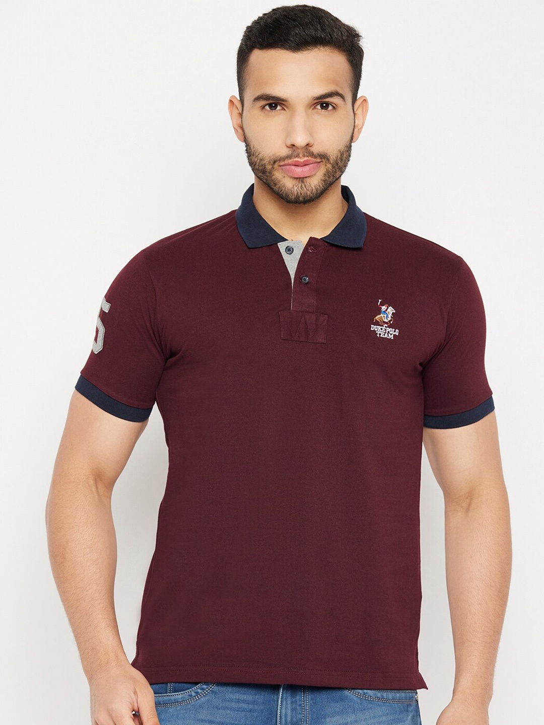 

Duke Polo Collar Slim Fit Cotton T-shirt, Maroon