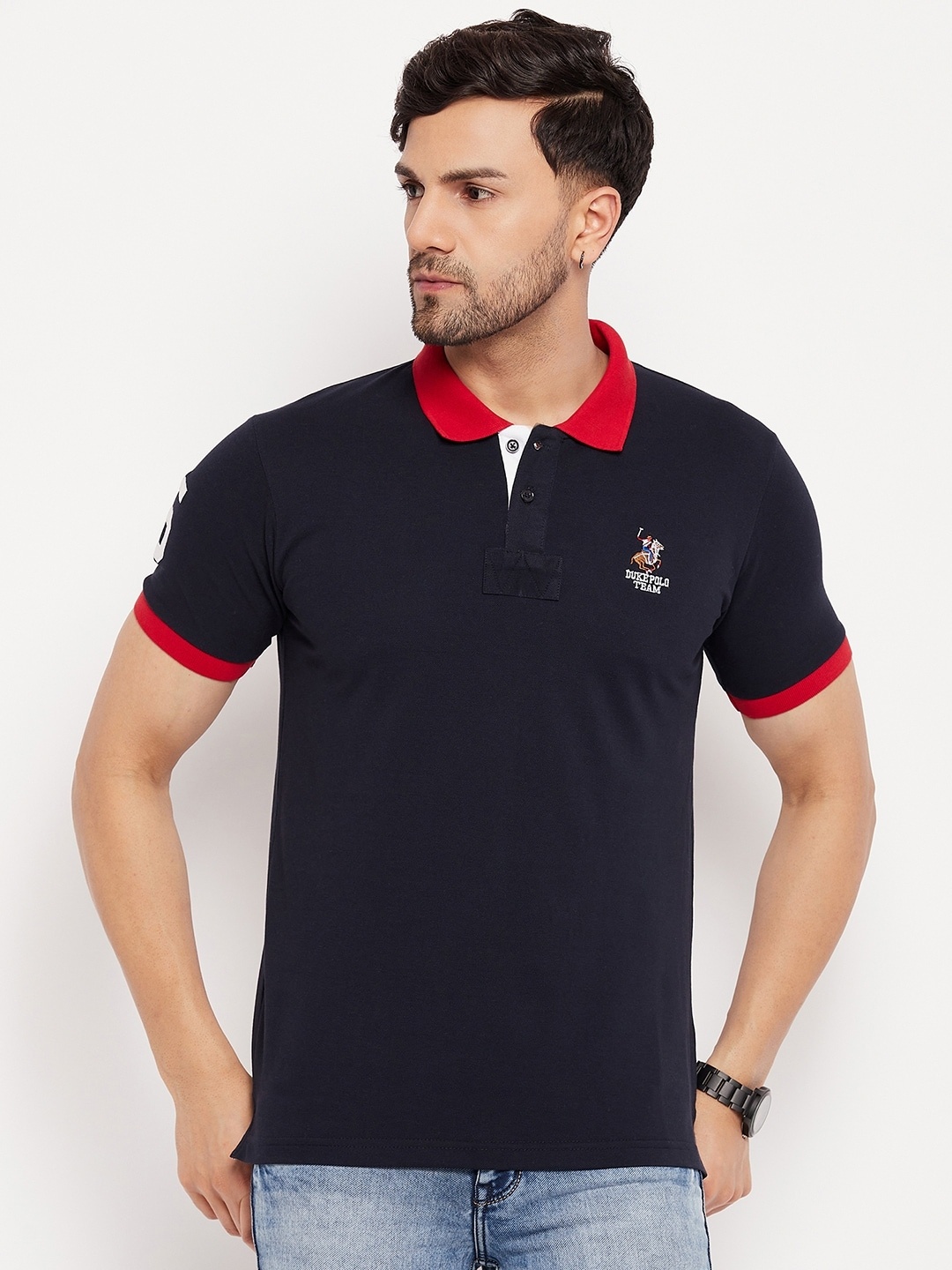 

Duke Polo Collar Cotton Slim Fit T-shirt, Navy blue