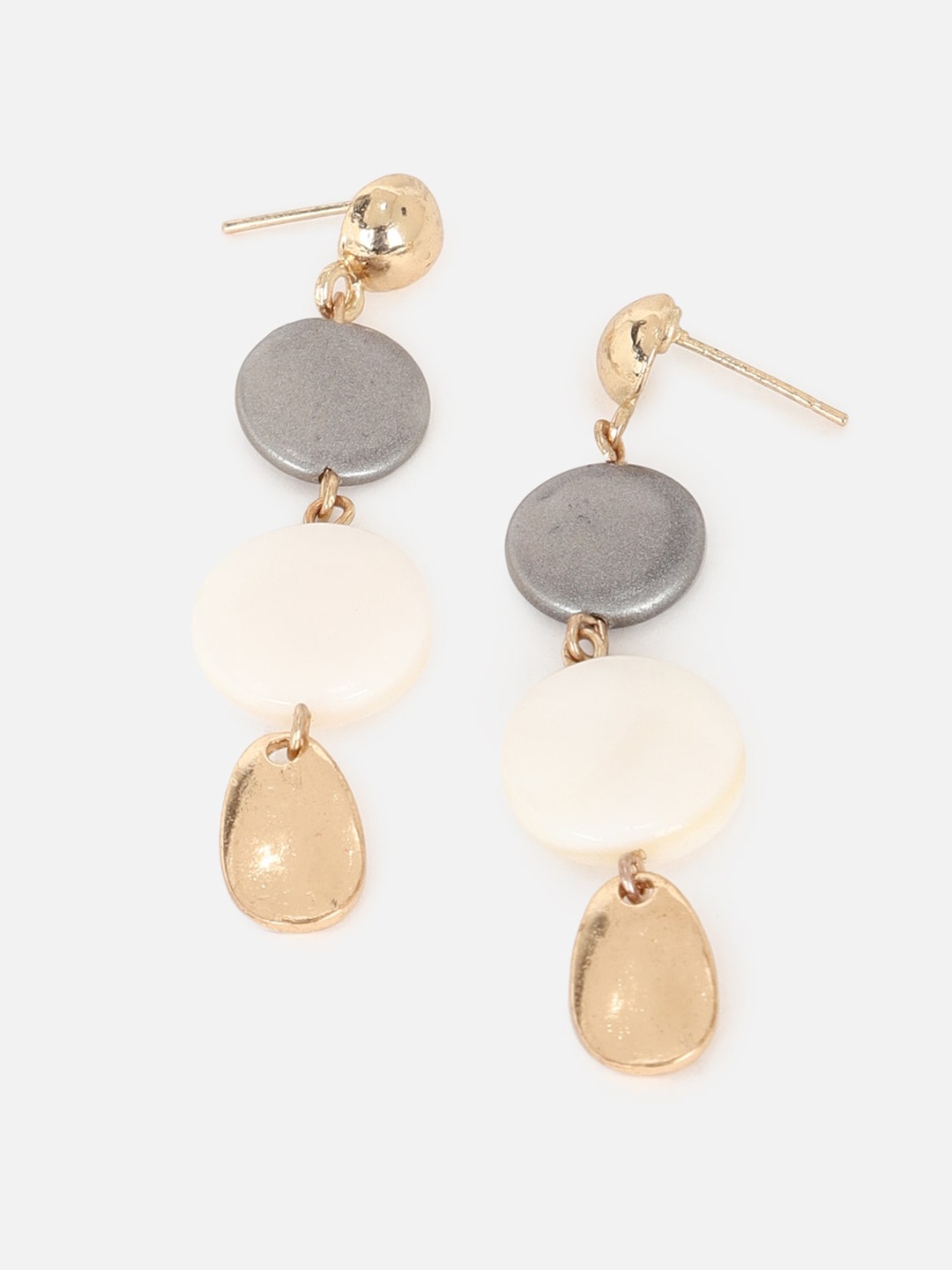 

FOREVER 21 Gold-Toned & Grey Contemporary Drop Earrings