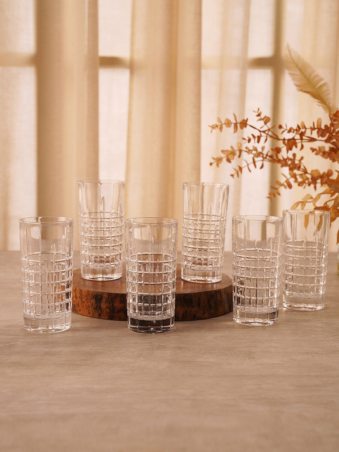 

Pure Home and Living 6 Pieces Transparent Cut Design Highball Glasses