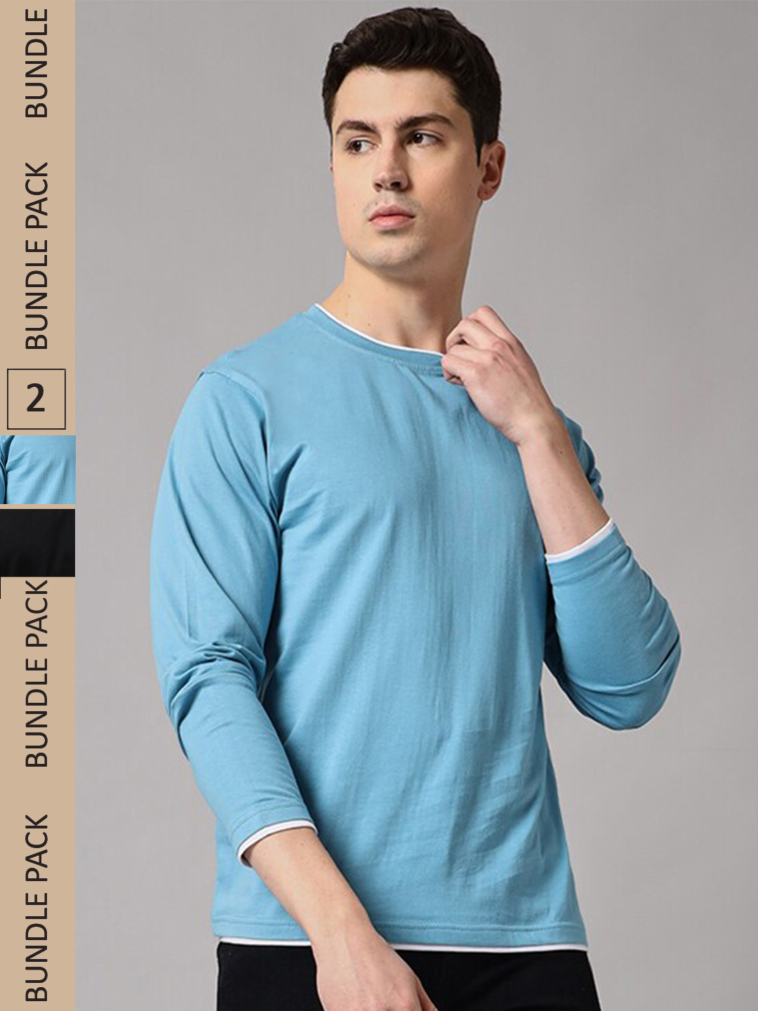 

The Dry State Blue & Black Pack Of 2 Round Neck Cotton T-shirts