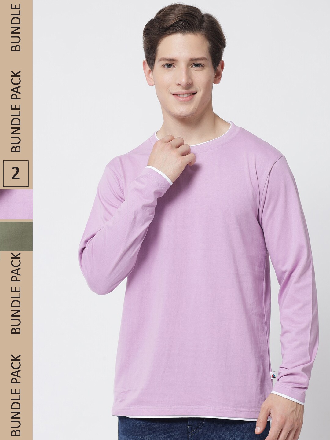 

The Dry State Lavender & Olive Green Pack Of 2 Round Neck Cotton T-shirts