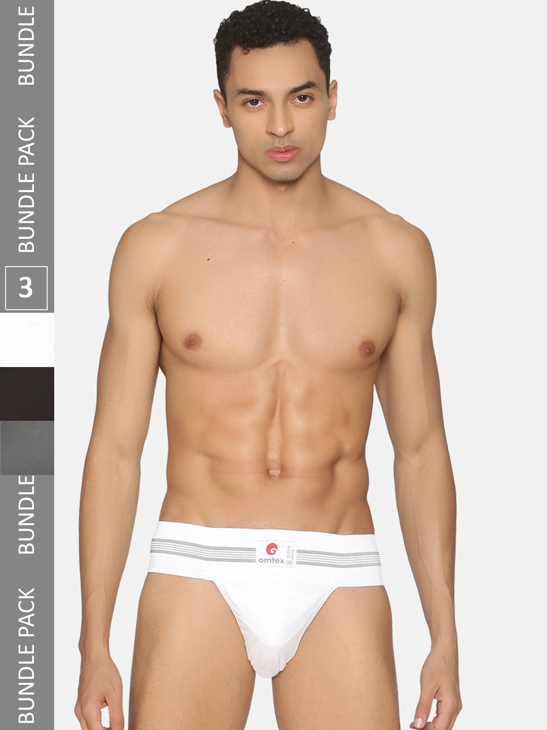 

Omtex Men Pack Of 3 Mid-Rise Cotton Basic Briefs, White