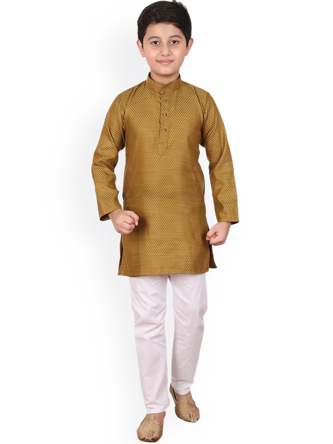 

Pro-Ethic STYLE DEVELOPER Boys Geometric Woven Design Kurta with Pyjamas, Brown