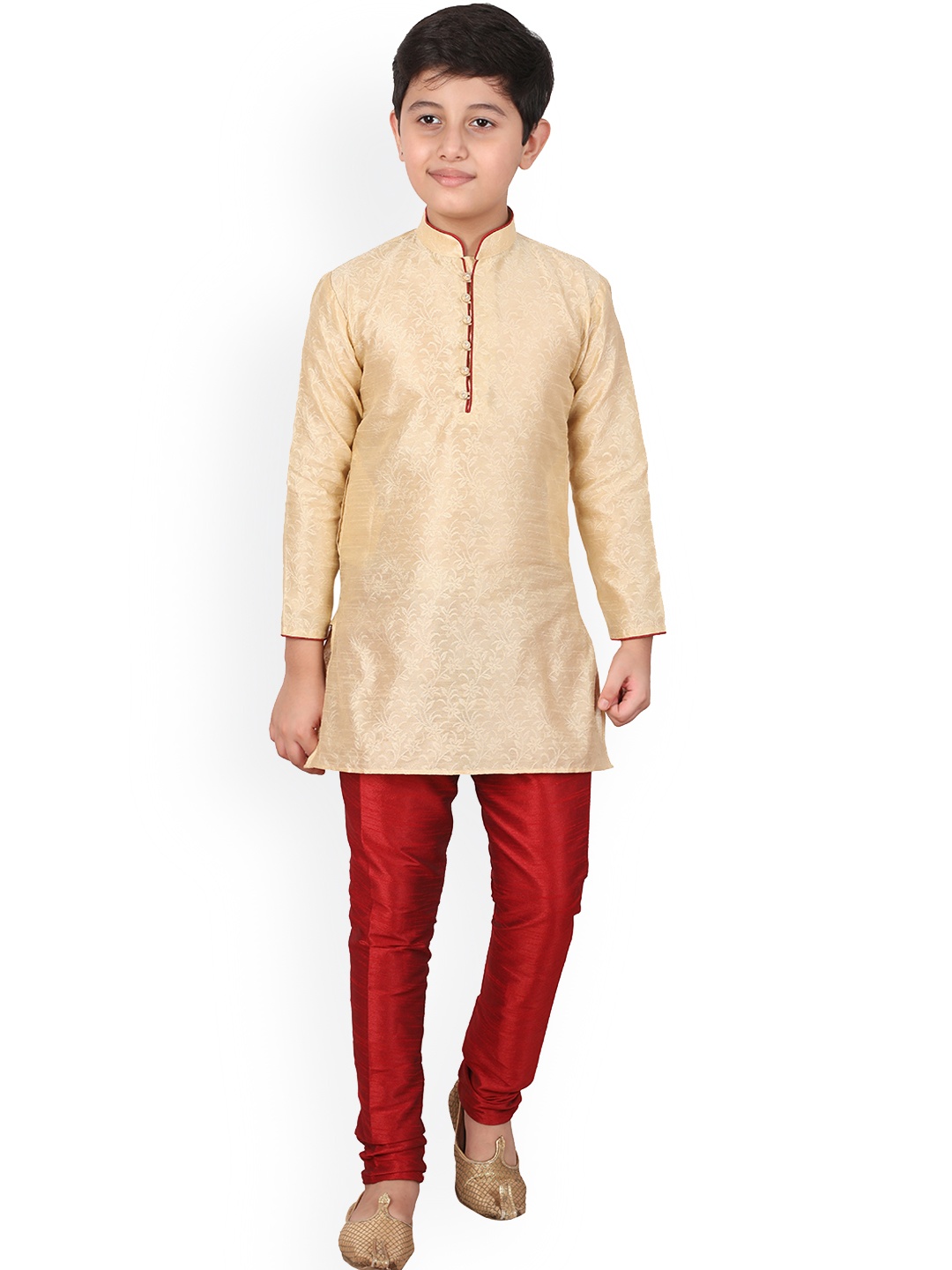 

Pro-Ethic STYLE DEVELOPER Boys Ethnic Motifs Woven Design Kurta with Pyjamas, Beige