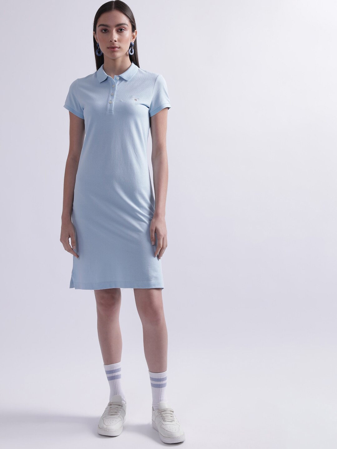 

GANT Solid Cotton T-shirt Dress, Blue