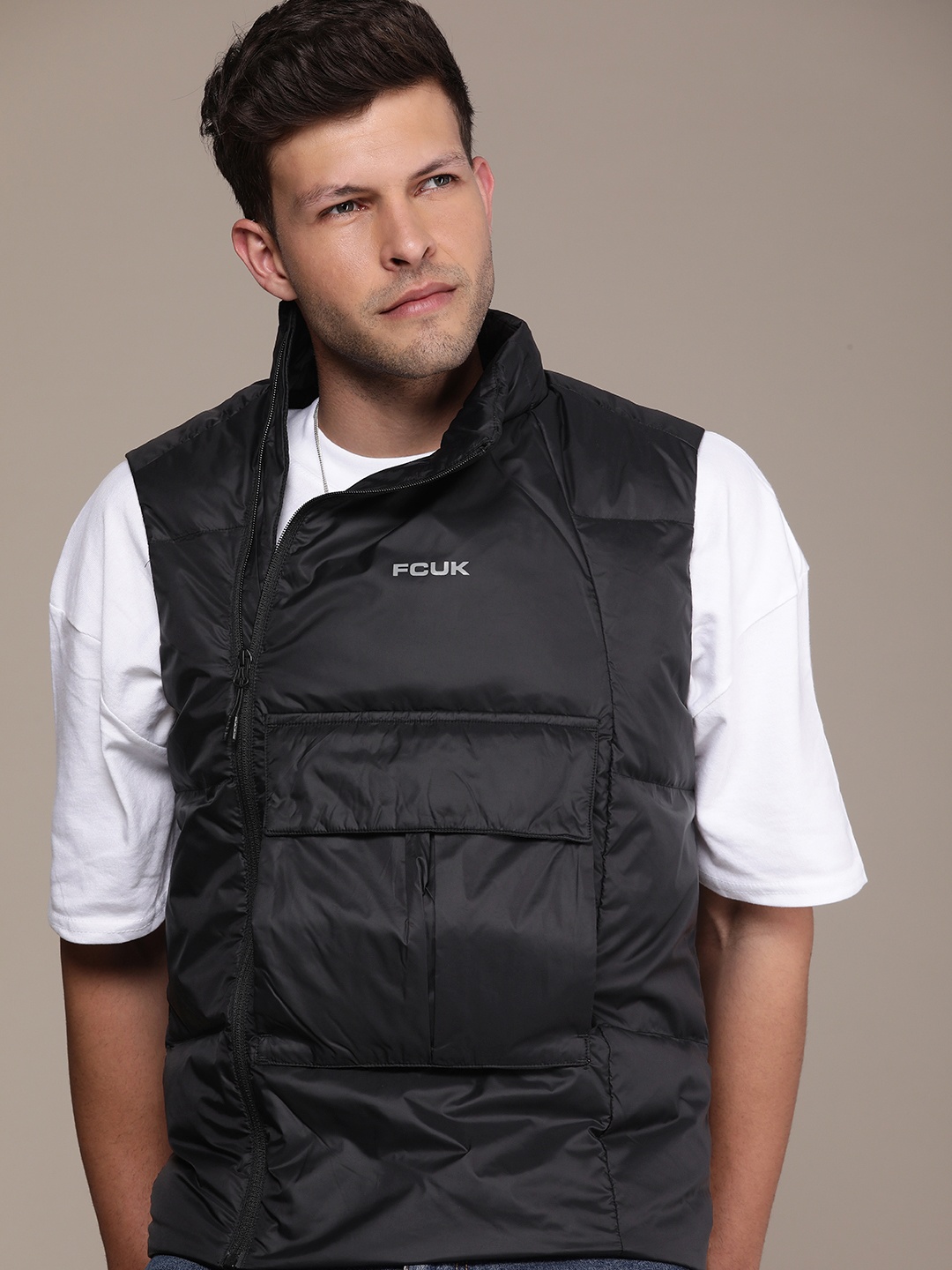 

FCUK Men Solid Tailored Jacket, Black
