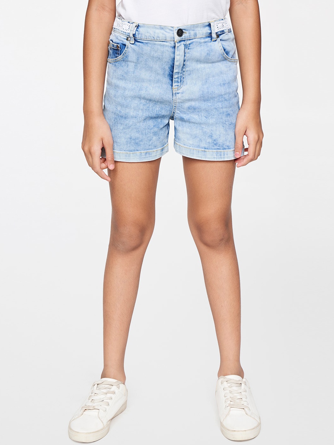 

Global Desi Girls Blue Washed Denim Shorts