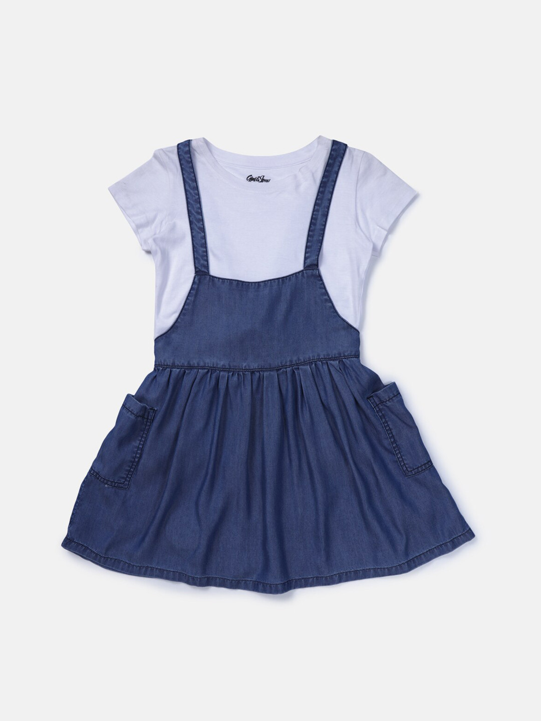 

Gini and Jony Girls Pinafore Dress with Tshirt, Navy blue