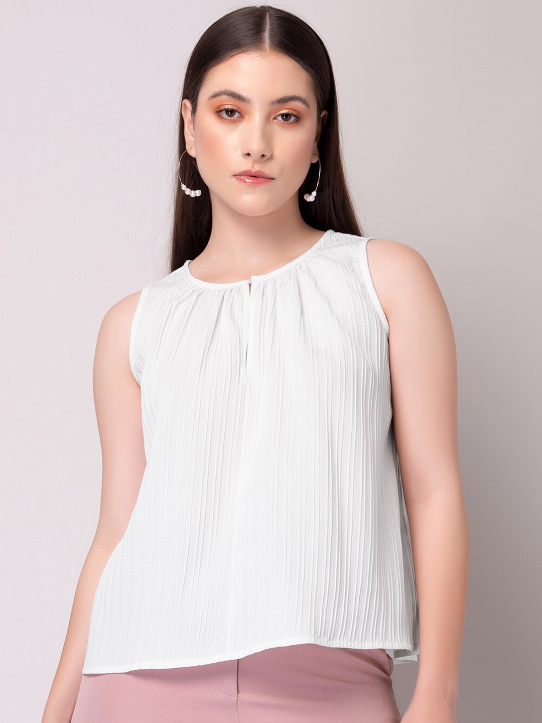 

FabAlley White Sleeveless Regular Top