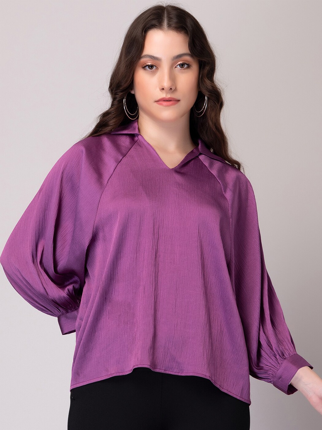 

FabAlley Pink Shirt Style Top, Purple